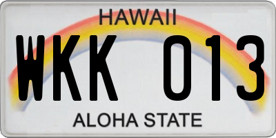 HI license plate WKK013