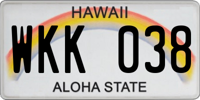 HI license plate WKK038