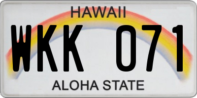 HI license plate WKK071