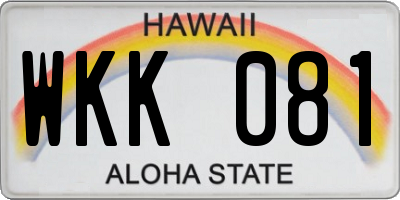 HI license plate WKK081