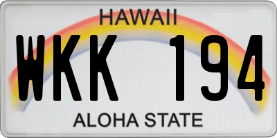 HI license plate WKK194