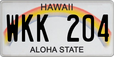 HI license plate WKK204