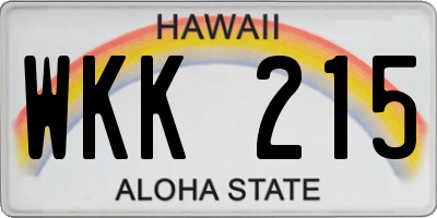 HI license plate WKK215