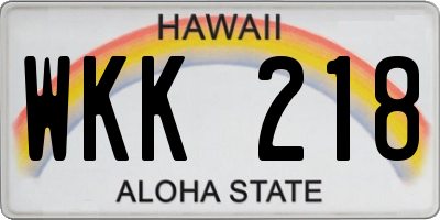 HI license plate WKK218