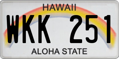 HI license plate WKK251