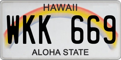 HI license plate WKK669
