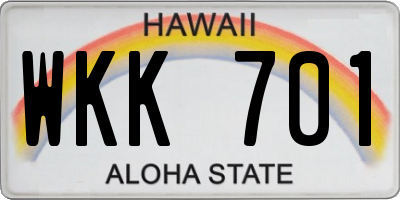 HI license plate WKK701