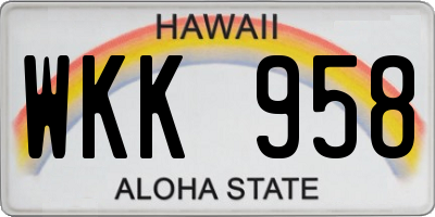 HI license plate WKK958