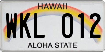 HI license plate WKL012