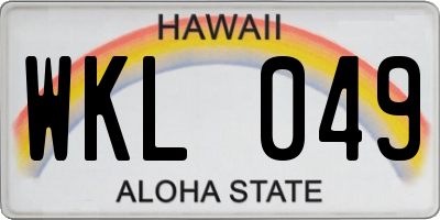HI license plate WKL049