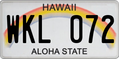 HI license plate WKL072