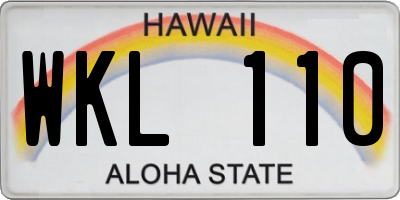 HI license plate WKL110
