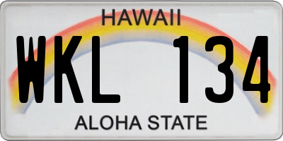 HI license plate WKL134