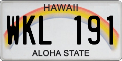 HI license plate WKL191
