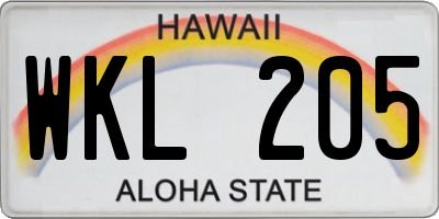 HI license plate WKL205
