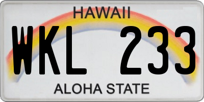 HI license plate WKL233