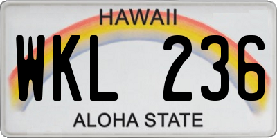 HI license plate WKL236