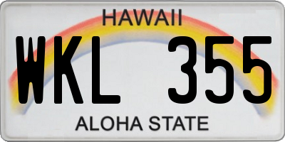 HI license plate WKL355