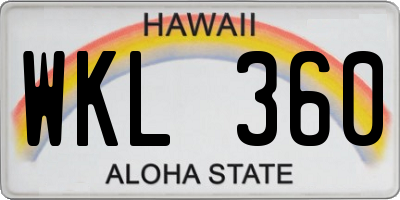 HI license plate WKL360