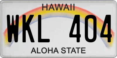 HI license plate WKL404