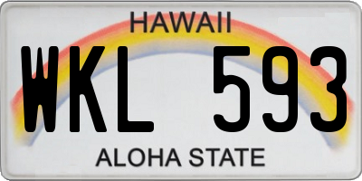 HI license plate WKL593