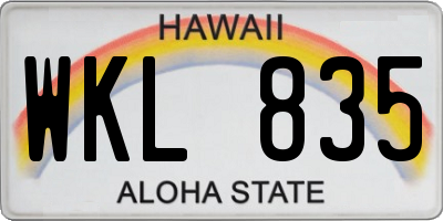 HI license plate WKL835