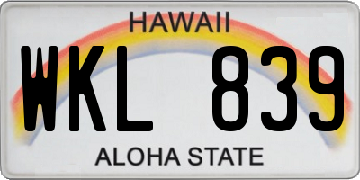 HI license plate WKL839