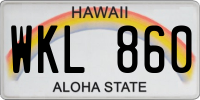 HI license plate WKL860