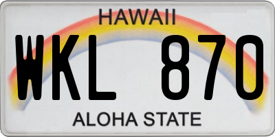 HI license plate WKL870