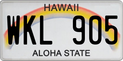 HI license plate WKL905