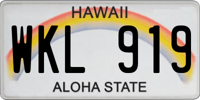 HI license plate WKL919