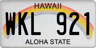 HI license plate WKL921