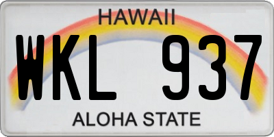 HI license plate WKL937