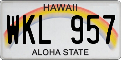 HI license plate WKL957