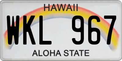 HI license plate WKL967