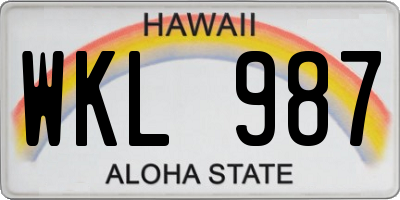 HI license plate WKL987