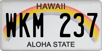 HI license plate WKM237