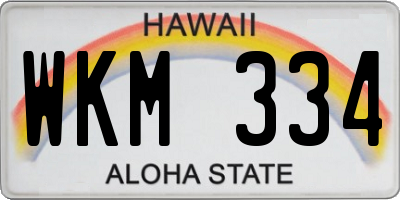 HI license plate WKM334