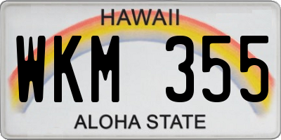 HI license plate WKM355