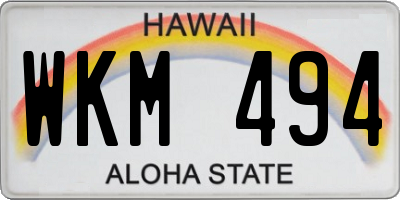 HI license plate WKM494