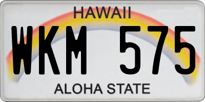 HI license plate WKM575