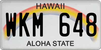 HI license plate WKM648