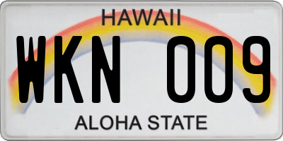 HI license plate WKN009