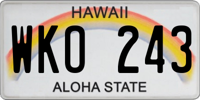 HI license plate WKO243
