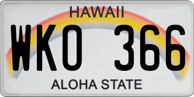 HI license plate WKO366
