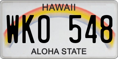 HI license plate WKO548