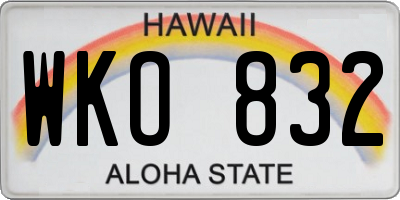 HI license plate WKO832