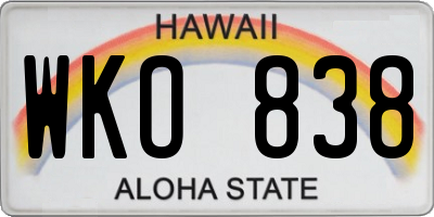 HI license plate WKO838