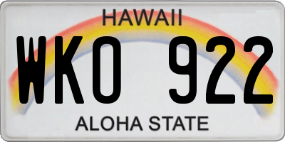 HI license plate WKO922