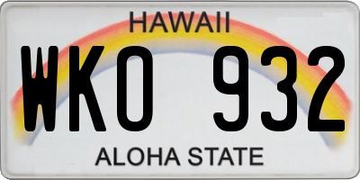 HI license plate WKO932